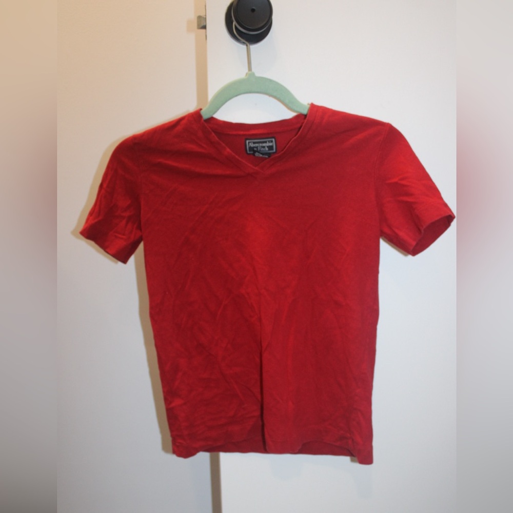 Vintage Y2K Abercrombie & Fitch Red V-Neck Baby Tee XS